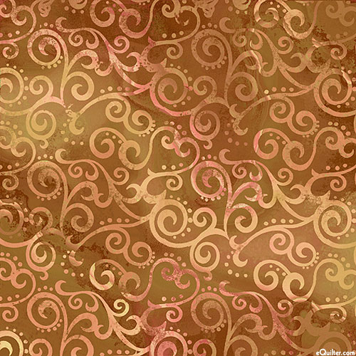 Scrolling Swirl - Peanut Brown - 108" QUILT BACKING