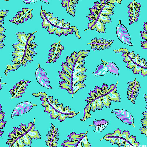 Madelyn - Neon Leaves - Electric Mint Green - DIGITAL