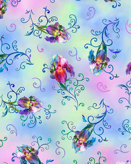Rainbow Iris - Spring Blossoms - Powder Blue - DIGITAL