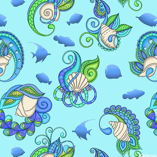 Seashell Mystique - Ocean Treasures - Deep Aqua - DIGITAL