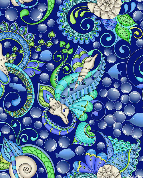 Seashell Mystique - Aquatic Flourish - Nautical Blue - DIGITAL