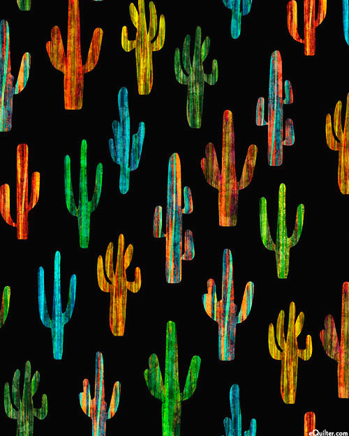 Sierra Sunset - Cactus Collage - Flat Black
