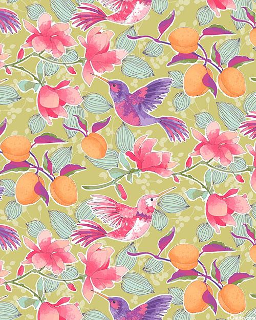 Apricot Grove - Hummingbird Voyage - Willow Green
