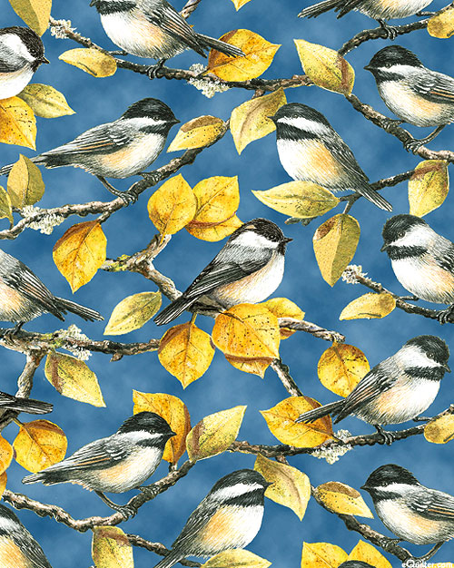 Chickadees - Perched Songbirds - Steel Blue - DIGITAL