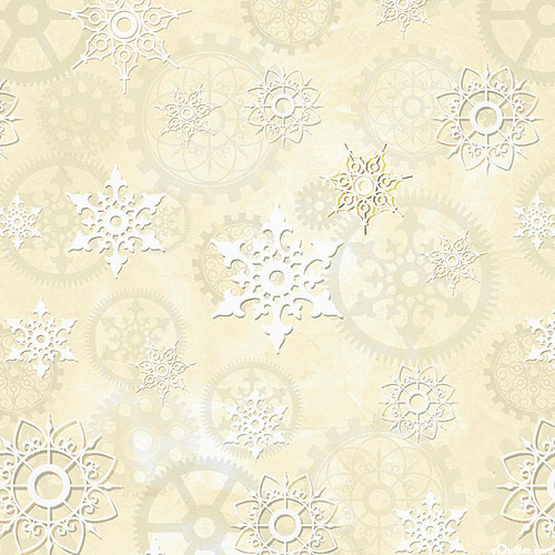 It's A Steampunk Christmas - Snow Flakes and Gears - Ivory