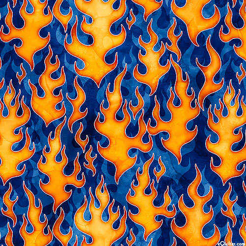 Streets of Fire - Hot Rod Flames - Cobalt Blue
