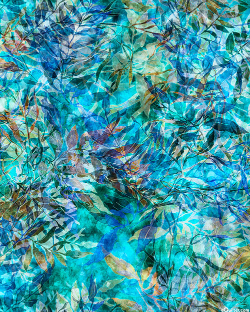 Periwinkle - Shaded Ferns - Aqua Blue - DIGITAL PRINT