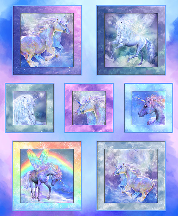 Unicorn Mystique - Majestic Frames - Sky Blue - 36" x 44" PANEL