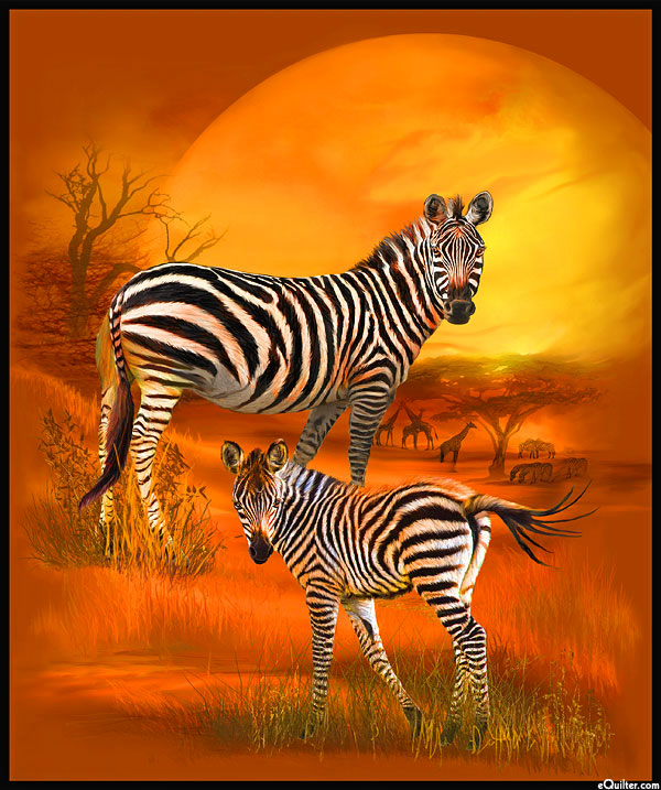 Zebra Sunset - Savanna Stripes - Rust Orange - 36" x 44" PANEL