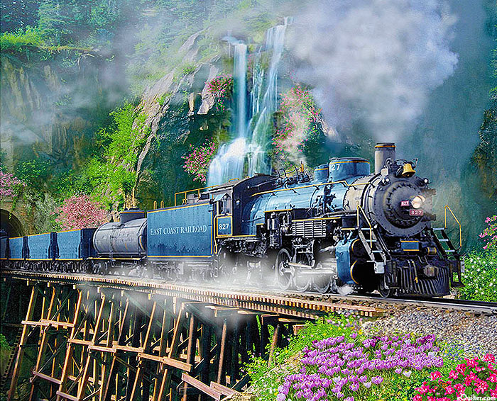 Steam in the Spring - East Coast Train - 36" x 44" PANEL
