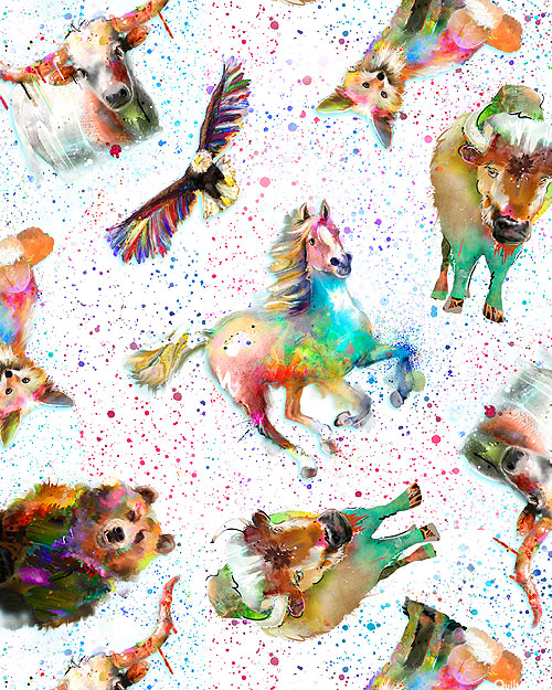 Whimsical West - Spatter Animals - White
