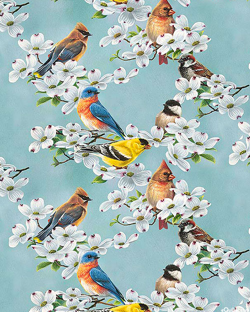 New Beginnings - Bird Blossoms - Robin's Egg Blue - DIGITAL