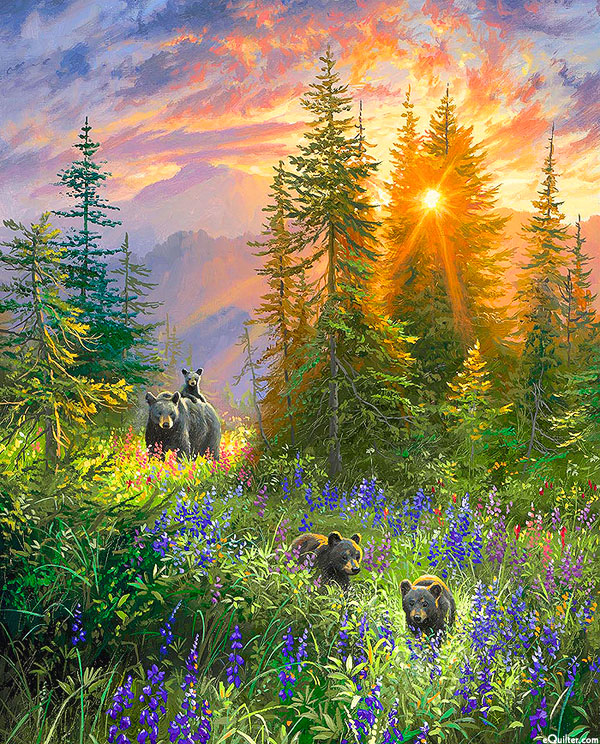 New Beginnings - Bear Sunset - Multi - 36" x 44" PANEL