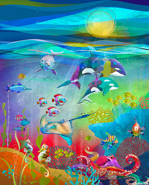 Shining Sea - Colorful Waters - Multi - 36" x 44" PANEL